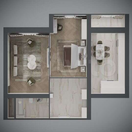 2-к. квартира, 73,3 м², 4/9 эт.