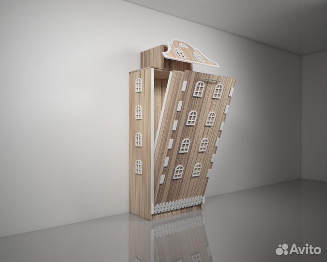 Подъемная откидная шкаф кровать домик детская Б-17