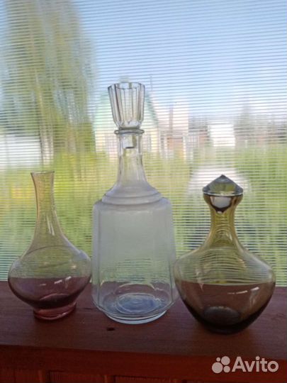 Графин, вазочка цветное стекло СССР