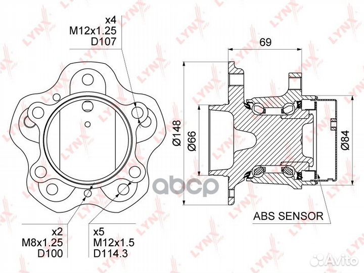 Ступица колеса зад прав/лев WH1514 lynxauto