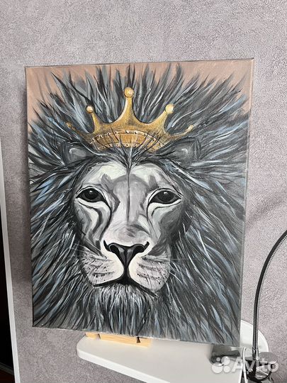 Интерьерная картина на холсте акрилом, 40*50 Лев