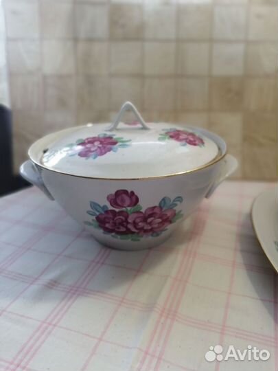 Сервиз столовый розы, дулево