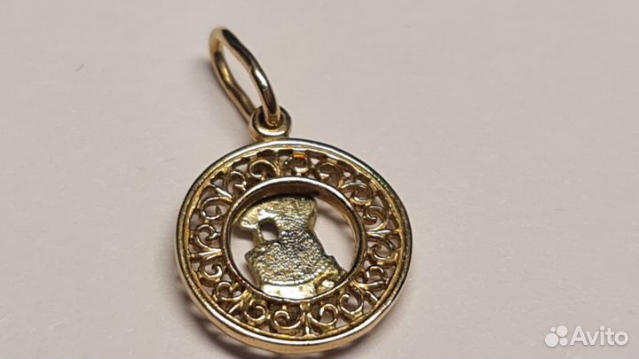 Подвеска золото 585 пр Зодиак Водолей 1,63 гр куло