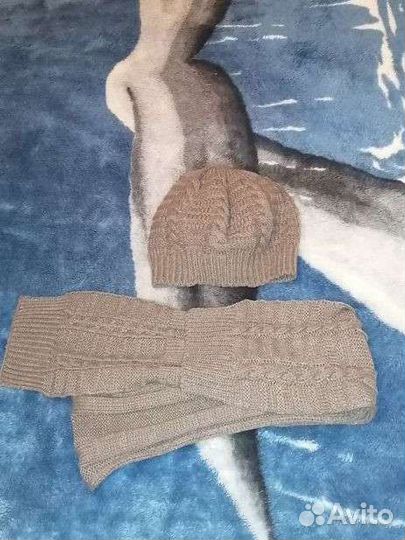 Женская шапка, шарф, перчатки