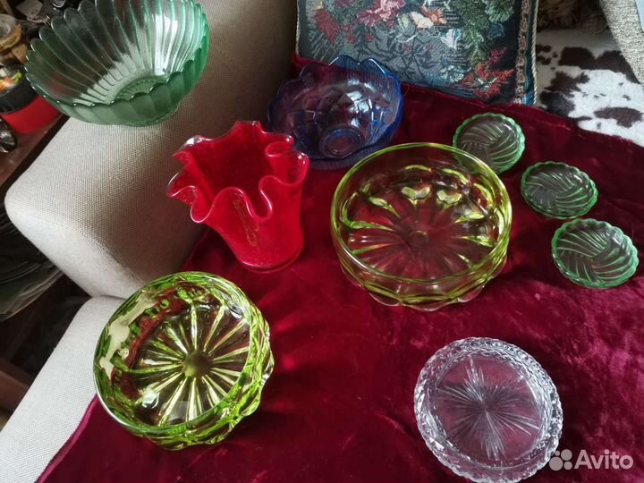 Цветное стекло СССР Вазы Конфетницы