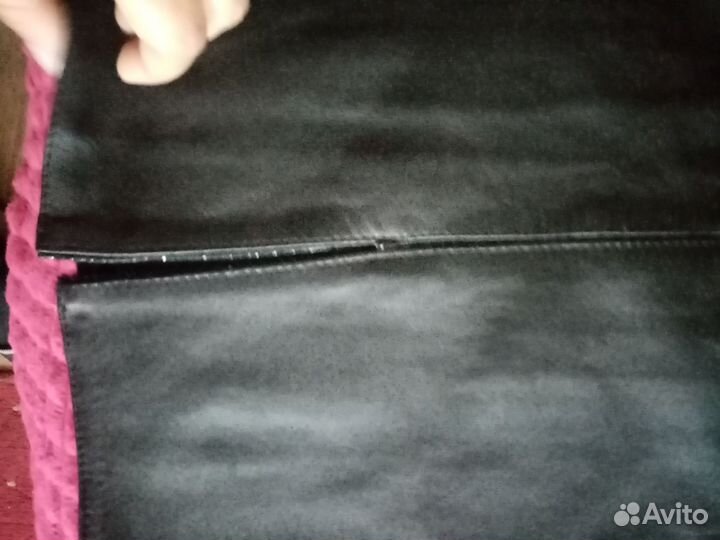 Юбка кожаная натуральная с разрезом