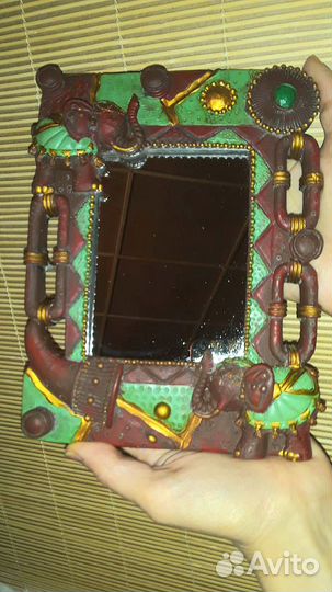 Зеркало этно Африканский стиль Слоны 19 на 14см