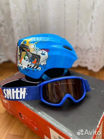 Детские горнолыжный шлем + горнолыжные очки