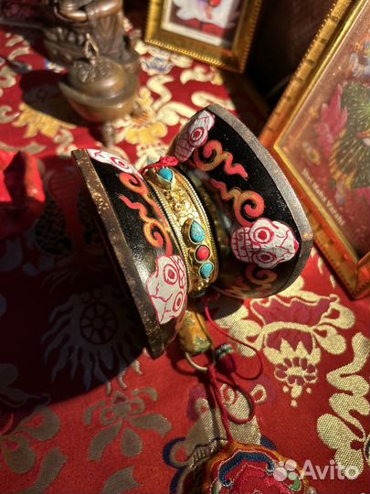 Дамару тибетский молитвенный барабан малый