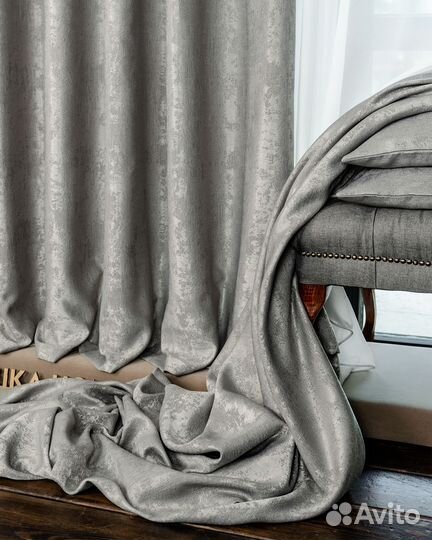 Комплект штор мрамор Зарина Светло-серый