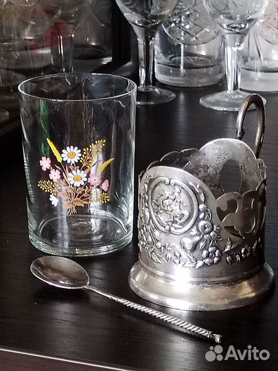 Подстаканник мельхиор СССР в комплекте
