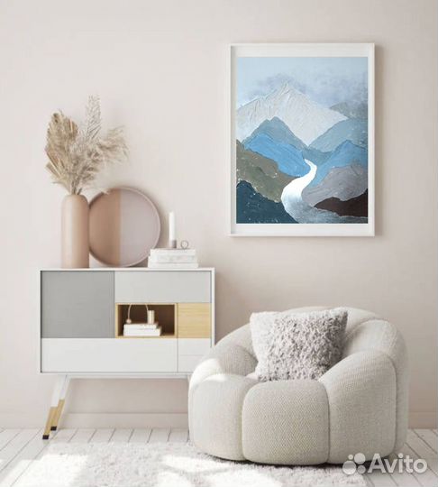 Картина горы Тибет горный пейзаж Белая интерьерная