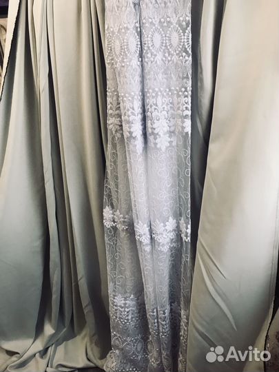 Шторы блэкаут серые и тюль