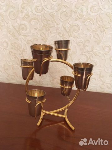 Коньячный набор. Мельхиор с позолотой