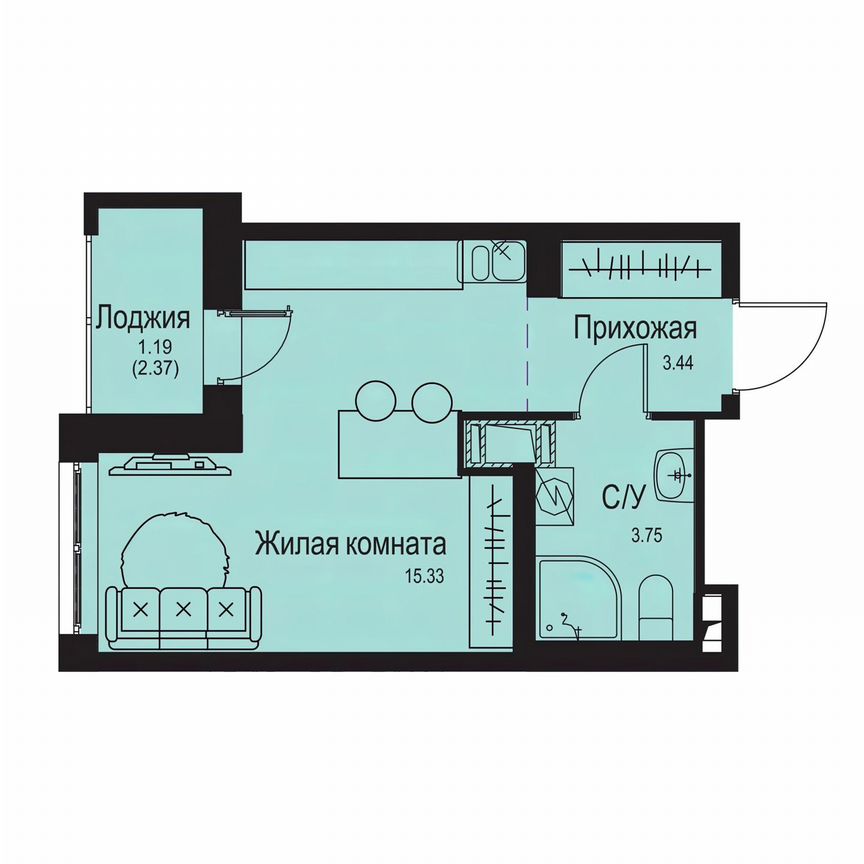 Квартира-студия, 23,7 м², 4/9 эт.
