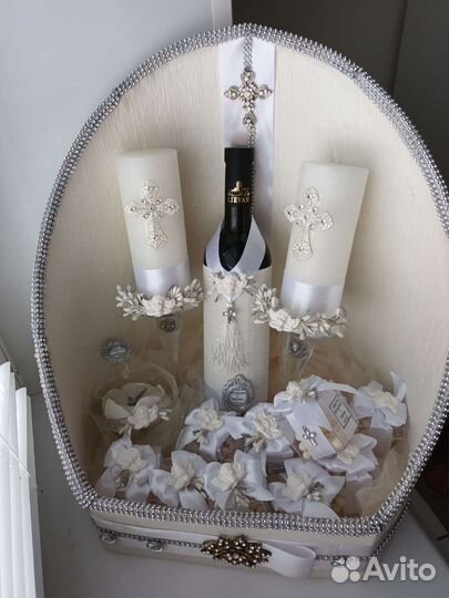 Набор для крещения свечи бонбоньерки на крестины