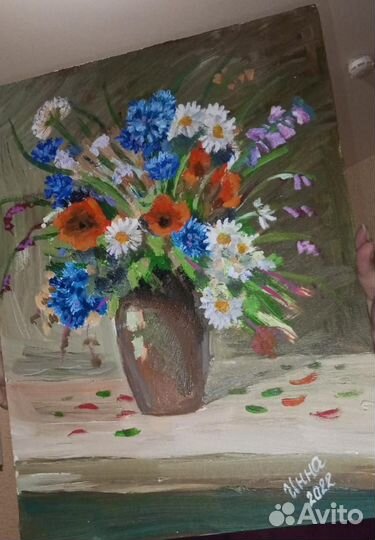 Картина маслом на холсте натюрморт цветы