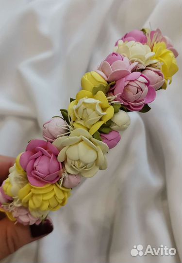 Ободок с цветами фоамиран ручная работа