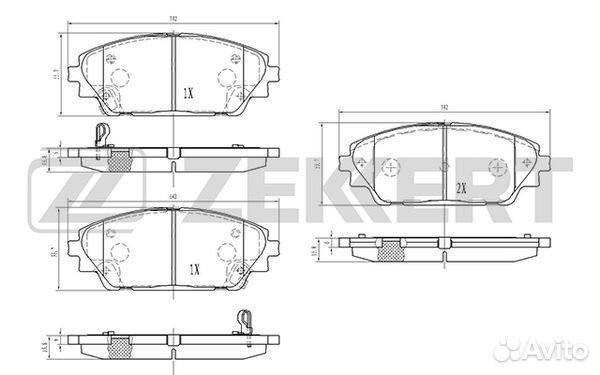 Колодки тормозные передние 141,8*55,8