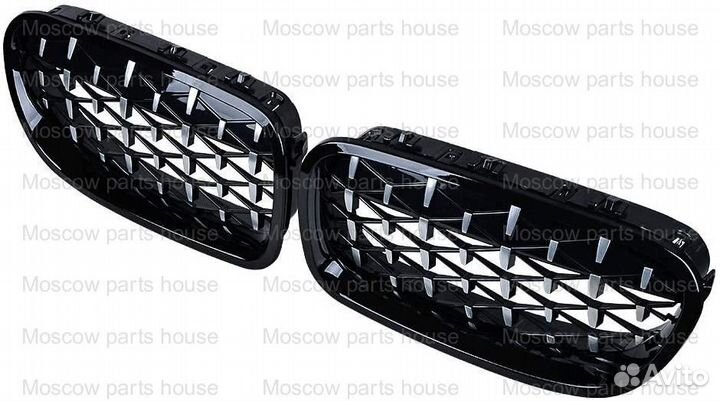 BMW F10 решетки радиатора Diamond хром + чёрные