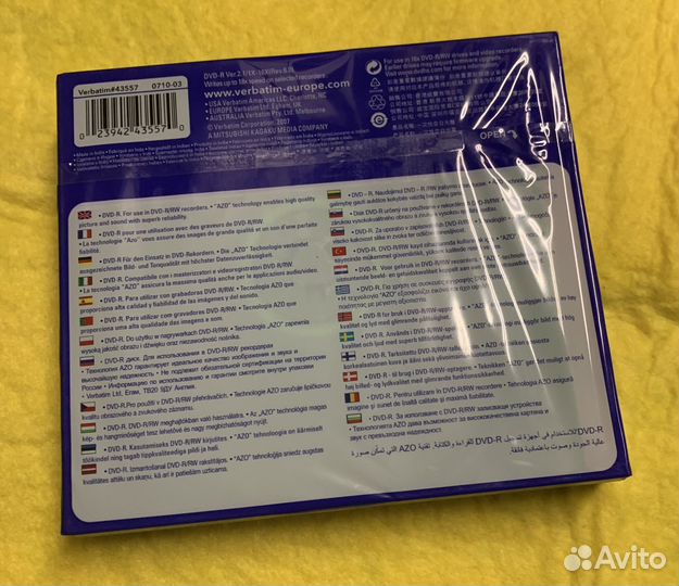 Диск DVD-R Verbatim 4.7Gb 16x Slim Color (5шт) AZO