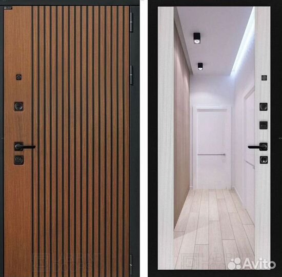 Дверь входная коричневая металлическая