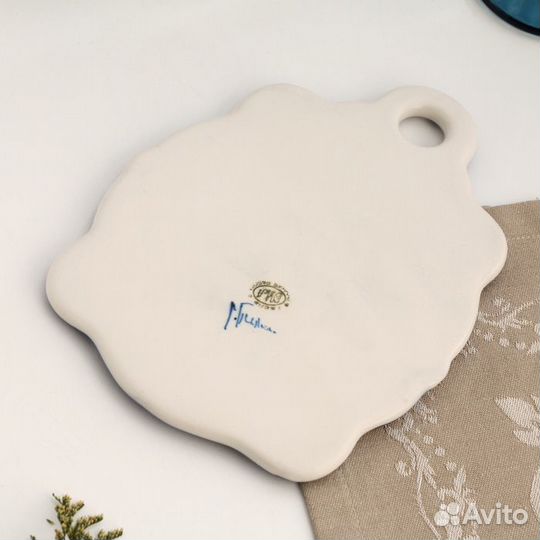 Сырная доска малая, гжель, фарфор, 21х15 см