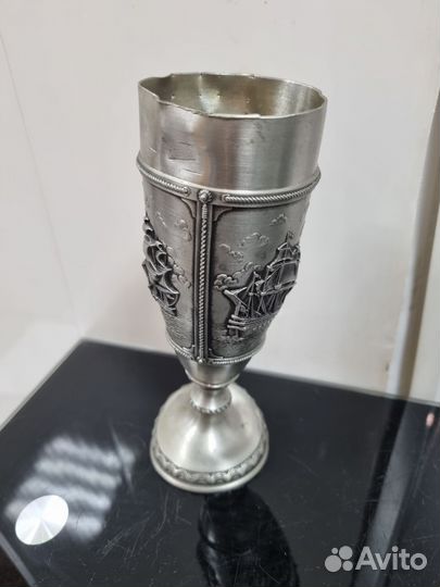 Бокал для пива, олово. 17 см. С дефектами