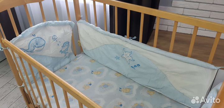 Детская кроватка с матрасом+бортики в подарок
