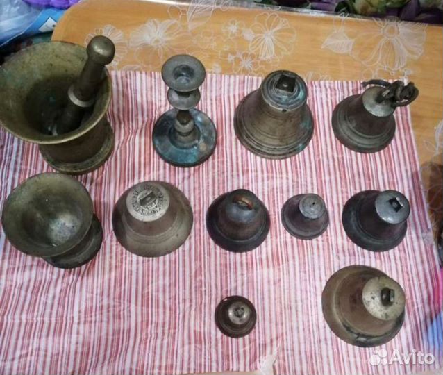 Колокольчики,рында, ступки -26шт34предмета старина
