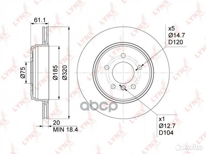 Диск тормозной зад BN1011 lynxauto