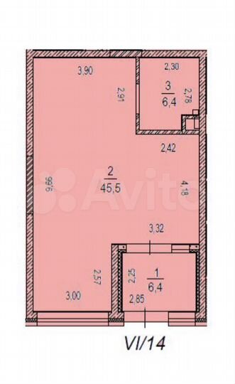 Свободного назначения, 58.3 м²