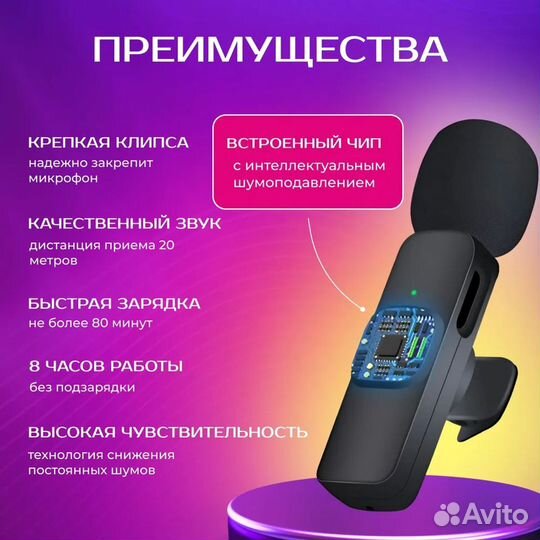 Микрофон беспроводной петличный для iPhone