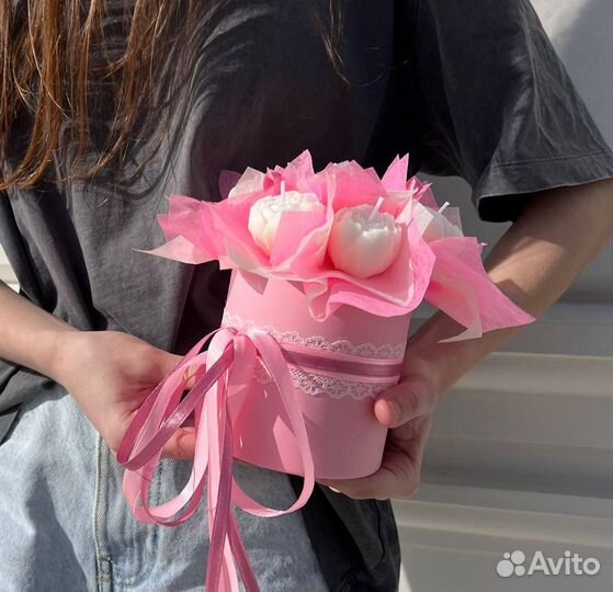 Цветы на 8 марта букет из свечей