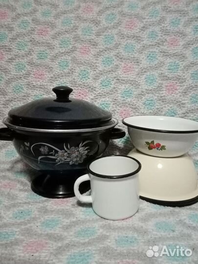 Супница эмалированная, кружка, миски 7