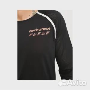 Черный топ с длинными рукавами New Balance Acceler