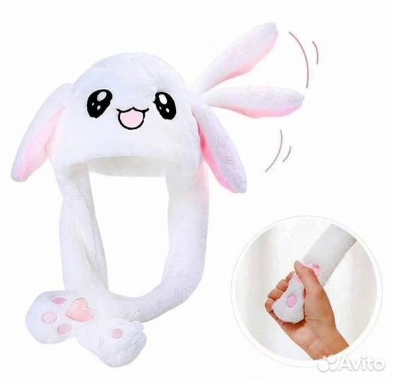 Шапка с ушами светящаяся пушистая