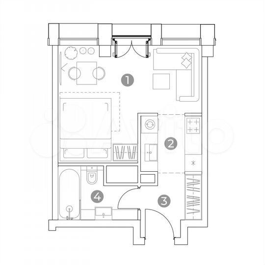 Апартаменты-студия, 30 м², 22/28 эт.