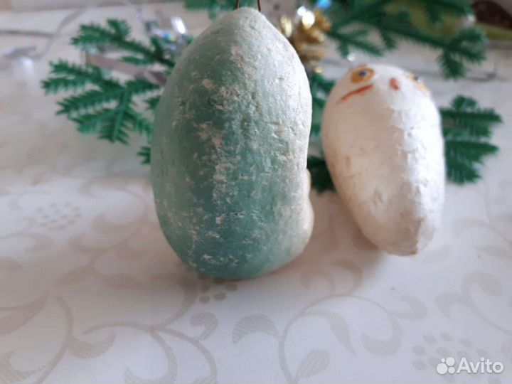 Елочные игрушки СССР гриб на прищепке, ёжик, сова