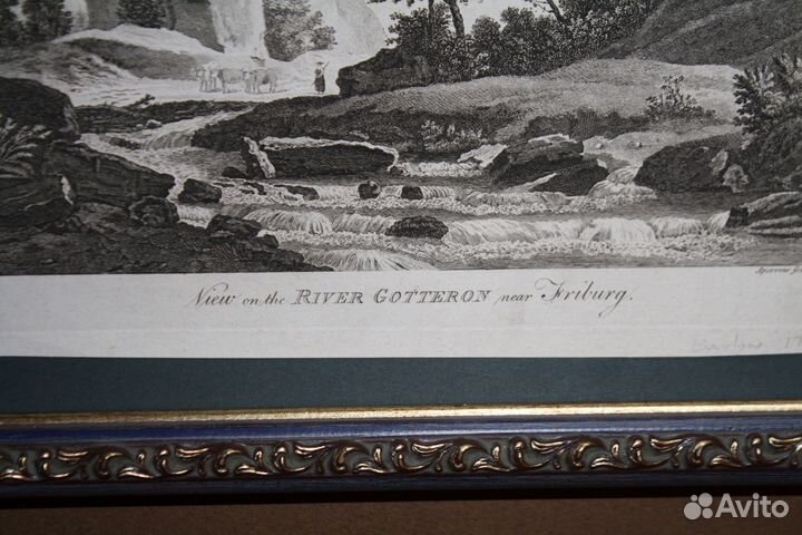 Старинная гравюра XIX век. Пейзаж