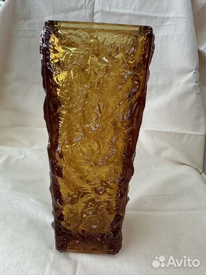 Ваза янтарный чешский хрусталь СССР винтаж