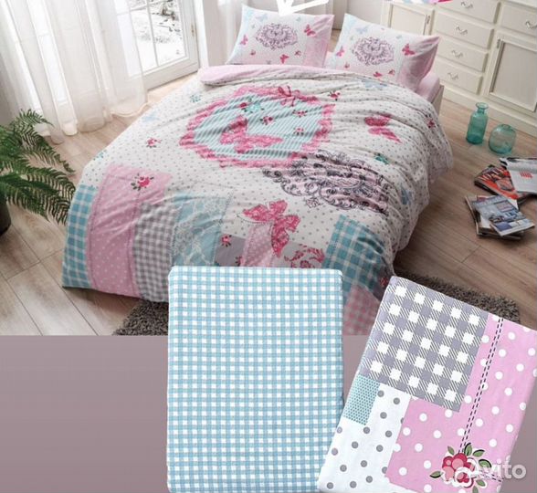 2х-спальное евро постельное бельё фланель хлопок