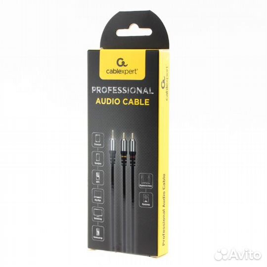 Кабель 3,5 мм jack на 2 RCA 1,5 м металл штекеры
