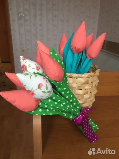 Букетик тюльпанов из текстиля