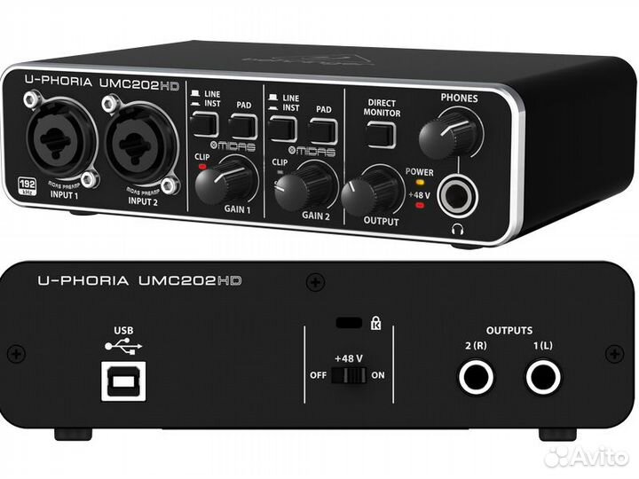Behringer UMC202HD - USB Аудиоинтерфейс, 2входа,2в