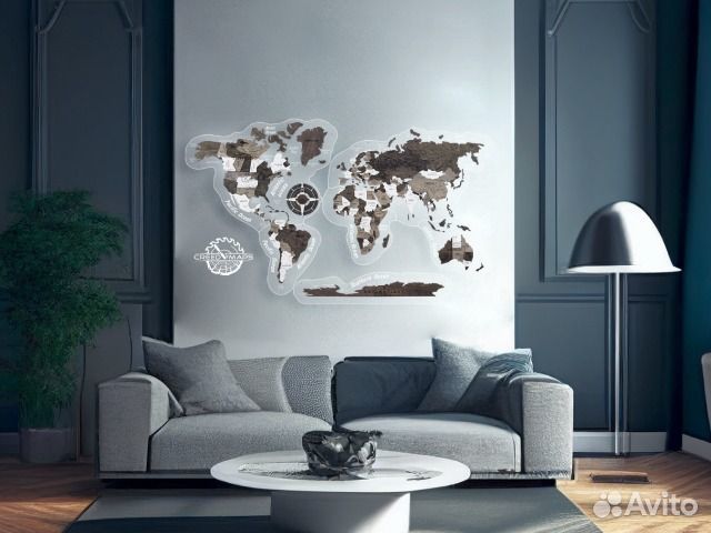 Карта мира на стену с подсветкой и без подсветки