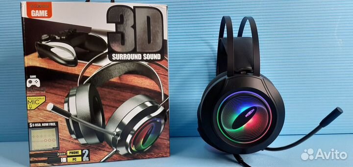 Игровые наушники Moxom Bass 3D Шумоизолированные