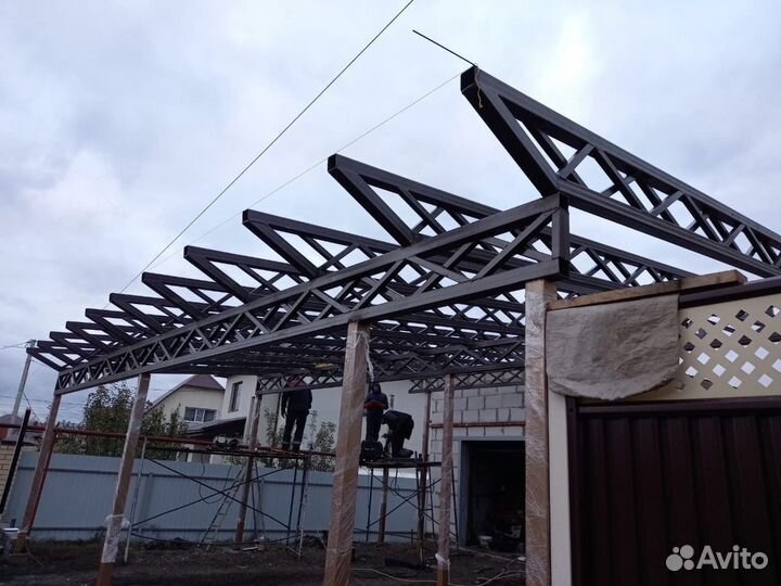 Каркасный навес под ключ