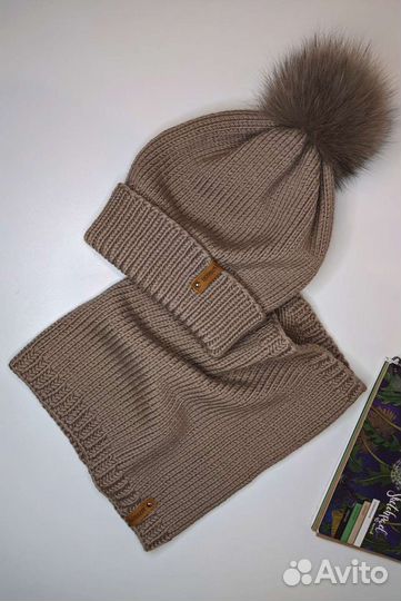 Вязаный комплект шапка/снуд