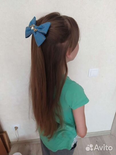 Заколка, джинсовый бант